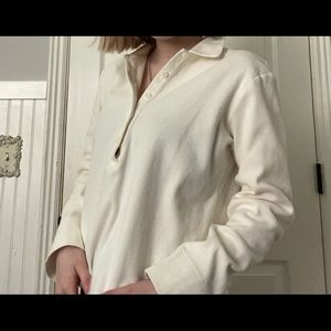 White button up sweater
